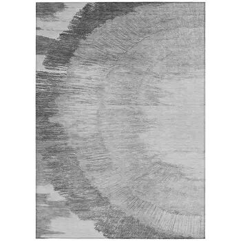 10' X 14' Gray Charcoal And Silver Abstract Washable Indoor Outdoor Area Rug