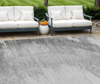 10' X 14' Gray Charcoal And Silver Abstract Washable Indoor Outdoor Area Rug
