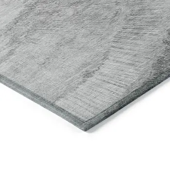 10' X 14' Gray Charcoal And Silver Abstract Washable Indoor Outdoor Area Rug