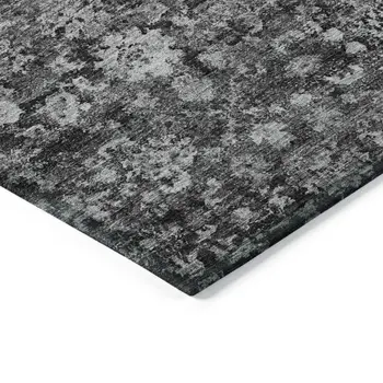9' X 12' Gray Charcoal And Silver Oriental Washable Indoor Outdoor Area Rug