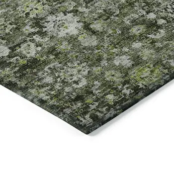 3' X 5' Green And Olive Green Oriental Washable Indoor Outdoor Area Rug