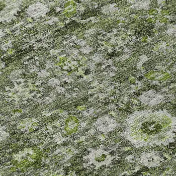 8' Green And Olive Green Round Oriental Washable Indoor Outdoor Area Rug