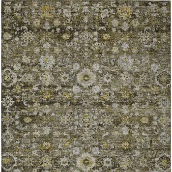 5' X 8' Brown And Beige Oriental Washable Indoor Outdoor Area Rug