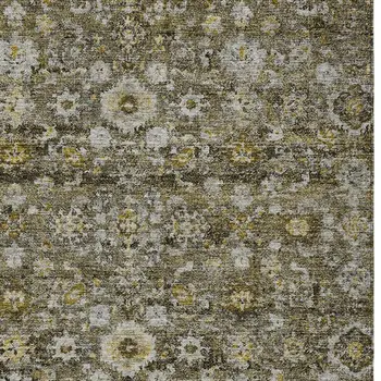 8' X 10' Brown And Beige Oriental Washable Indoor Outdoor Area Rug