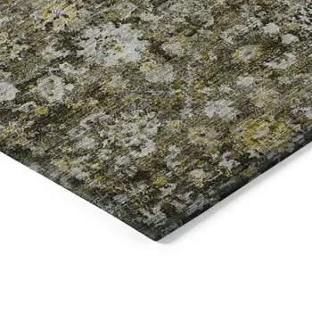 9' X 12' Brown And Beige Oriental Washable Indoor Outdoor Area Rug