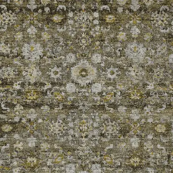 9' X 12' Brown And Beige Oriental Washable Indoor Outdoor Area Rug