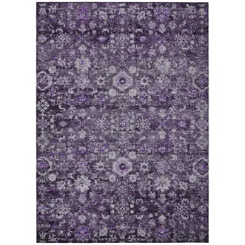 5' X 8' Purple Lilac And Lavender Oriental Washable Indoor Outdoor Area Rug