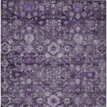 5' X 8' Purple Lilac And Lavender Oriental Washable Indoor Outdoor Area Rug