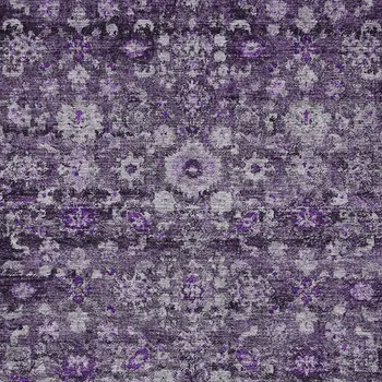 9' X 12' Purple Lilac And Lavender Oriental Washable Indoor Outdoor Area Rug
