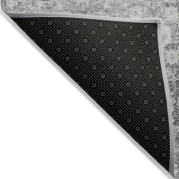 3' X 5' Silver Gray And Pewter Oriental Washable Indoor Outdoor Area Rug