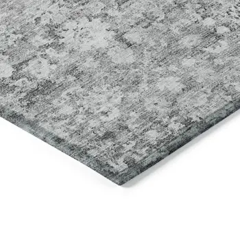 8' X 10' Silver Gray And Pewter Oriental Washable Indoor Outdoor Area Rug