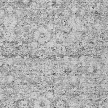 8' X 10' Silver Gray And Pewter Oriental Washable Indoor Outdoor Area Rug