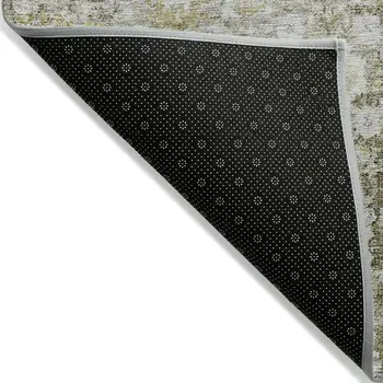 3' X 5' Taupe Beige And Gold Oriental Washable Indoor Outdoor Area Rug