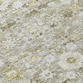 8' Taupe Beige And Gold Round Oriental Washable Indoor Outdoor Area Rug