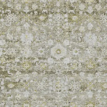 9' X 12' Taupe Beige And Gold Oriental Washable Indoor Outdoor Area Rug