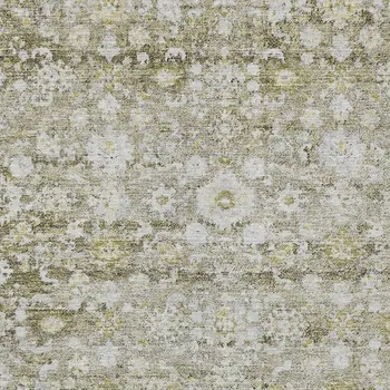 10' X 14' Taupe Beige And Gold Oriental Washable Indoor Outdoor Area Rug
