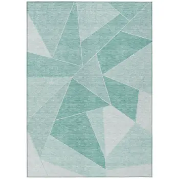 8' X 10' Mint Green And Aqua Geometric Washable Indoor Outdoor Area Rug