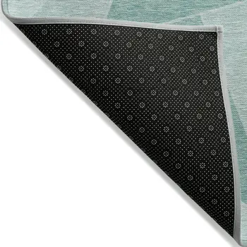 10' X 14' Mint Green And Aqua Geometric Washable Indoor Outdoor Area Rug
