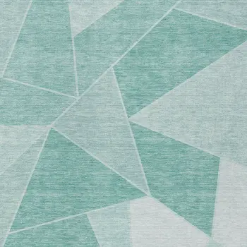 10' X 14' Mint Green And Aqua Geometric Washable Indoor Outdoor Area Rug