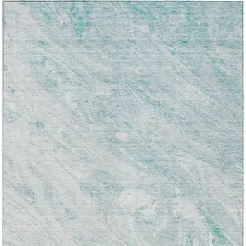 5' X 8' Aquamarine Aqua And Ivory Abstract Washable Indoor Outdoor Area Rug