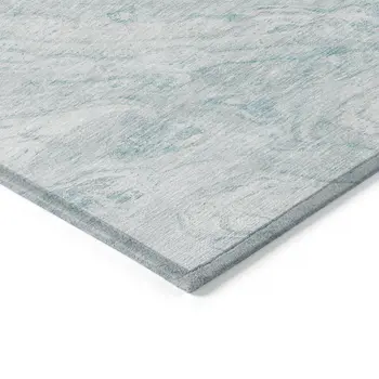 5' X 8' Aquamarine Aqua And Ivory Abstract Washable Indoor Outdoor Area Rug