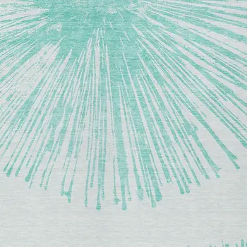 5' X 8' Aquamarine And Ivory Abstract Washable Indoor Outdoor Area Rug