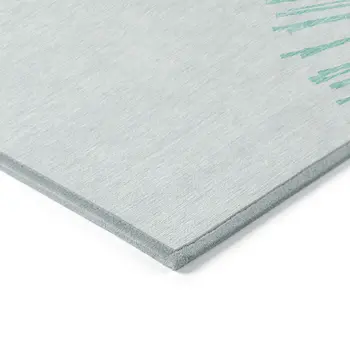 10' X 14' Aquamarine And Ivory Abstract Washable Indoor Outdoor Area Rug