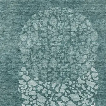 5' X 8' Dark Green Aqua And Ivory Abstract Washable Indoor Outdoor Area Rug