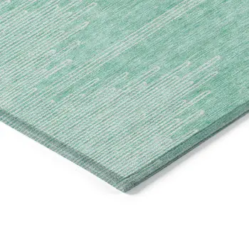 3' X 5' Aquamarine And Ivory Abstract Washable Indoor Outdoor Area Rug