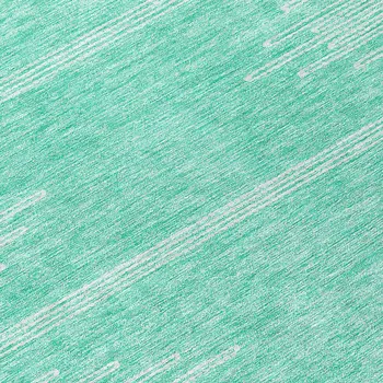 8' Aquamarine And Ivory Round Abstract Washable Indoor Outdoor Area Rug