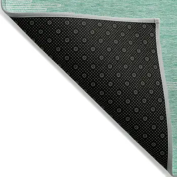 10' X 14' Aquamarine And Ivory Abstract Washable Indoor Outdoor Area Rug