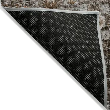3' X 5' Dark Brown Brown And Taupe Oriental Washable Indoor Outdoor Area Rug