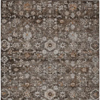 3' X 5' Dark Brown Brown And Taupe Oriental Washable Indoor Outdoor Area Rug