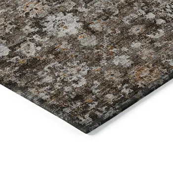 10' X 14' Dark Brown Brown And Taupe Oriental Washable Indoor Outdoor Area Rug