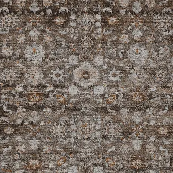 10' X 14' Dark Brown Brown And Taupe Oriental Washable Indoor Outdoor Area Rug
