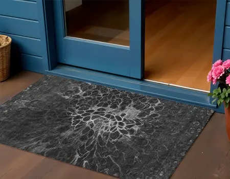3' X 5' Charcoal Gray And Silver Abstract Washable Indoor Outdoor Area Rug