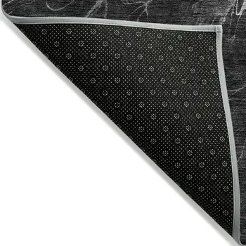 5' X 8' Charcoal Gray And Silver Abstract Washable Indoor Outdoor Area Rug