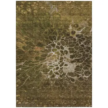 9' X 12' Chocolate And Gray Abstract Washable Indoor Outdoor Area Rug