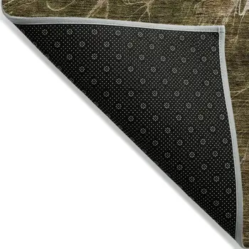 9' X 12' Chocolate And Gray Abstract Washable Indoor Outdoor Area Rug