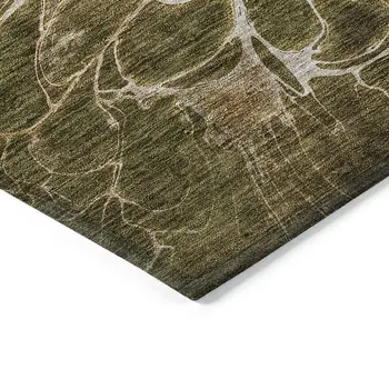 9' X 12' Chocolate And Gray Abstract Washable Indoor Outdoor Area Rug