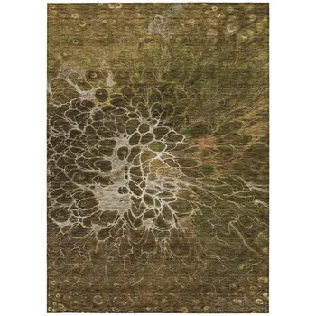 10' X 14' Chocolate And Gray Abstract Washable Indoor Outdoor Area Rug