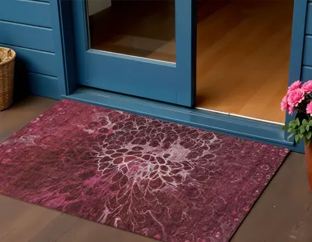 3' X 5' Merlot Blush And Gray Abstract Washable Indoor Outdoor Area Rug