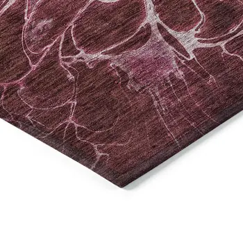5' X 8' Merlot Blush And Gray Abstract Washable Indoor Outdoor Area Rug