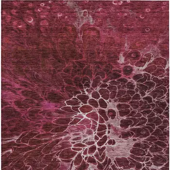 8' X 10' Merlot Blush And Gray Abstract Washable Indoor Outdoor Area Rug