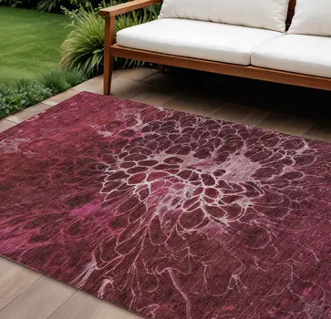 8' X 10' Merlot Blush And Gray Abstract Washable Indoor Outdoor Area Rug