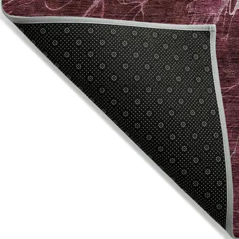 8' X 10' Merlot Blush And Gray Abstract Washable Indoor Outdoor Area Rug