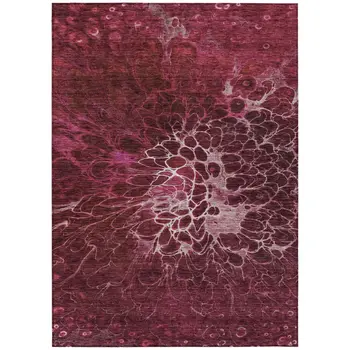 10' X 14' Merlot Blush And Gray Abstract Washable Indoor Outdoor Area Rug