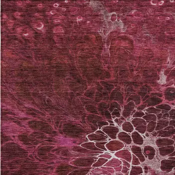 10' X 14' Merlot Blush And Gray Abstract Washable Indoor Outdoor Area Rug