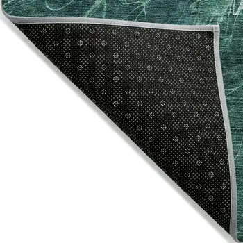 3' X 5' Teal Blue Aqua And Turquoise Abstract Washable Indoor Outdoor Area Rug
