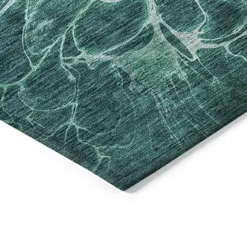 5' X 8' Teal Blue Aqua And Turquoise Abstract Washable Indoor Outdoor Area Rug